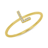 0.03ct 14k Yellow Gold Diamond Lady's Ring - Letter L
